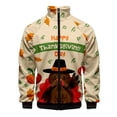 thumbnail image 3 of Chaqueta informal con cremallera y estampado 3D de Acción de Gracias de última oferta, diseño de pavo de animales de Acción de Gracias, para hombre, de manga corta, 3 of 5