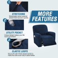 thumbnail image 3 of Enova Home Real Velvet Spandex Recliner Chair Slipcover with Elastic Bottom Side Pocket (Dark Blue), 3 of 6