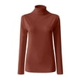 thumbnail image 6 of WTXUE T-Shirts Long Sleeve, Mock Neck Shirts for Women Solid Mock Turtleneck Blouse Slim Stretchy Layer Tee Shirts Solid Casual Tops for Women Red S, 6 of 7