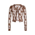 thumbnail image 6 of KOMOO Women Lace Mesh Cardigans Harajuku See Through Blouses Sheer Crochet Cardigans Cover Ups Tops, 6 of 9