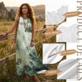 thumbnail image 7 of FOR U DESIGNS Green Tree Leaf Print Matching Outfits Linen-Style Couple Clothes Sets Sleeveless Summer Dresses for Women, Men's Casual Button-Down Shirts, 7 of 7