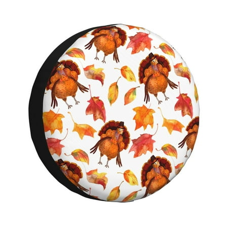 Gaeub Thanksgiving Turkey Leaves 14-17in Tire Cover Spare Tire Cover for Camper Caravan Trailer Car Truck SUV Jeep-16 inch