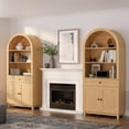 thumbnail image 6 of Arched Pantry Cabinet, 71" Kitchen Pantry Cabinet with Smooth Gliding Drawers and Adjustable Shelf, Wood Storage Cabinets Anti-Tipping, Modern Farmhouse for Living Room, Dining Room (Natural), 6 of 7