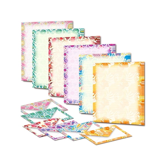 Anzon Mories 72 Pcs Stationery Set 8.5x11 In (48 Sheets Writing Letter 24 Envelopes), Vintage Morris Floral Girls Stationary Paper Lined