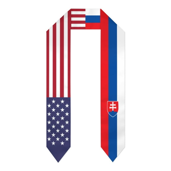 Slovakia & USA United States Flag Shawl Sash Stole Graduation Shawls Wraps Scraf For International Study