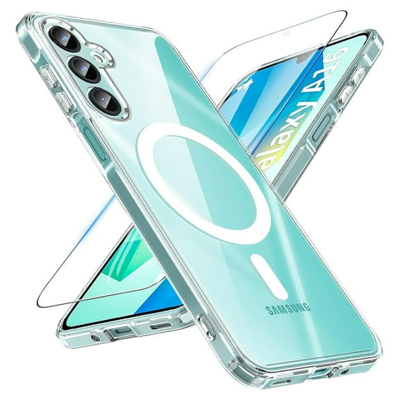 Allytechgroup Galaxy A16 5G Case with Screen Protector, Clear Magnetic Rugged Protection Military Grade Slim Anti Yellowing Phone Cases Shockproof Scratch-Resistant Transparent Phone Cover