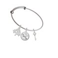 thumbnail image 2 of Delight Jewelry Silvertone Small Clear AB Crystals Oval Key Silvertone Let Things Go Tree Charm Bangle Bracelet, 2 of 4