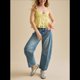 thumbnail image 4 of Camisola de Cuello en V para Mujer, Estilo Y2K, con Tirantes Finos, Peplum, Top Tipo Babydoll, Holgada, , para Verano. Amarillo L, 4 of 9