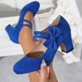 thumbnail image 5 of Women's Bow Mary Jane Chunky Heel Pumps Ankle Strap Round Toe Dress Wedding Party Shoes, 40, 5 of 7
