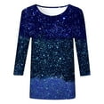 thumbnail image 3 of Youmylove Women Casual T-Shirt Sequin Printed Round Neck Loose Fashionable Three Quarter Sleeve Top Female Dailywear, 3 of 4