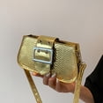 thumbnail image 3 of Bolso bandolera para mujer Patrón de cocodrilo PU Bolso bandolera de hombro sólido (Oro), 3 of 5