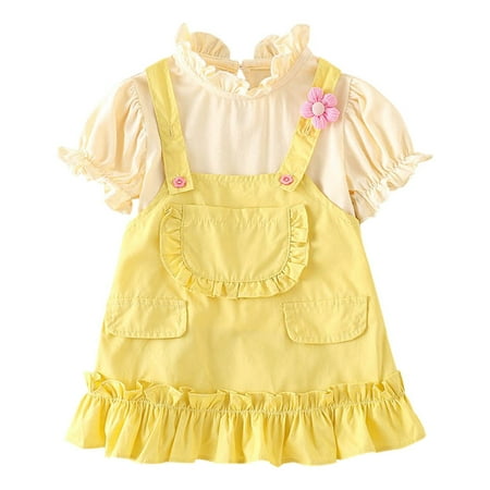

WUDATI Summer Princess Girl Party Dress Toddler Kids Baby Girls Summer Casual Short Sleeved Strappy Dress Party Princess Dress Clothes Fashionable Cute Soft Breathable Flexible
