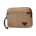 thumbnail image 3 of Bolso de mano para hombre con correa de cuero, tarjetero portátil para identificación, bolso de negocios Caqui, 3 of 9