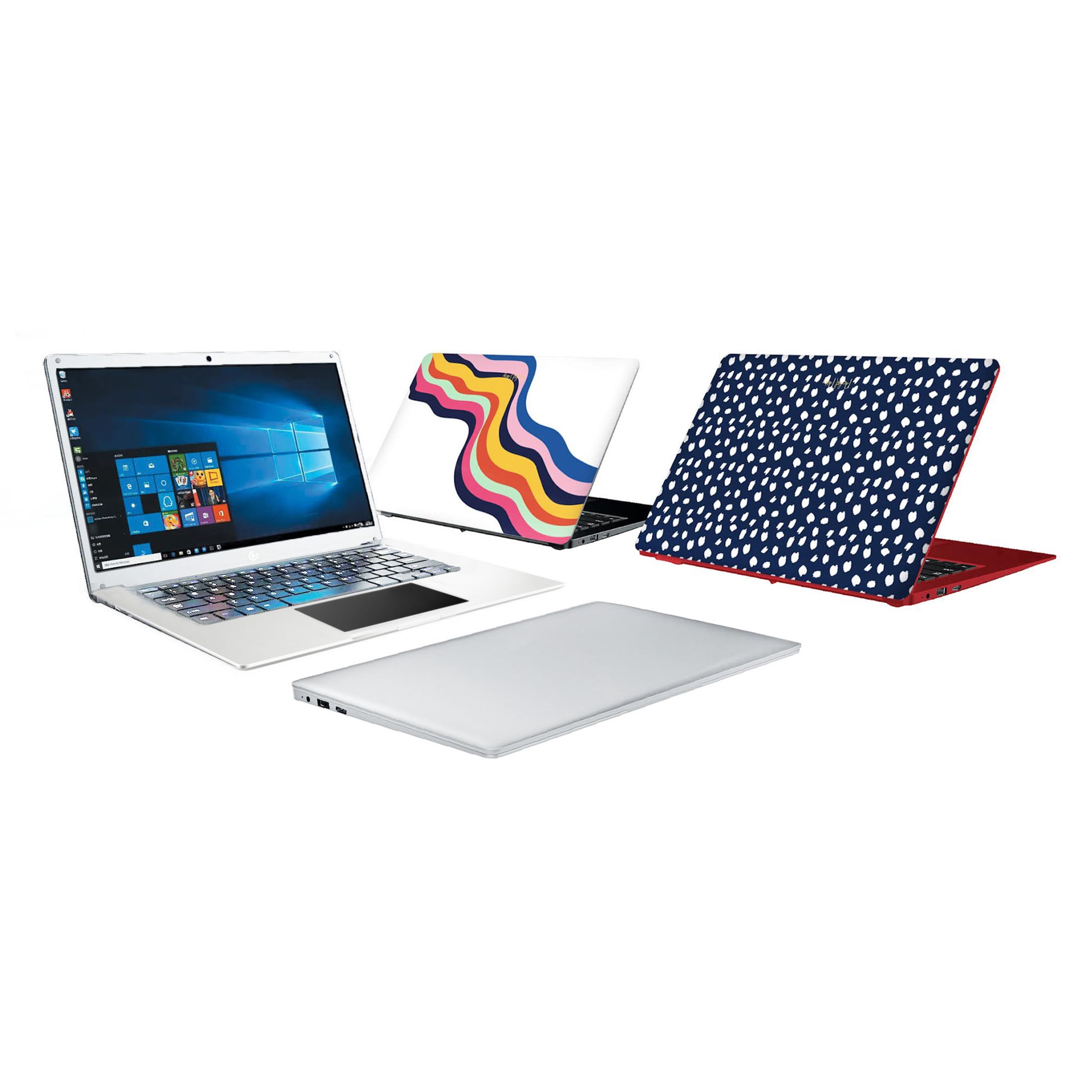 Core Innovations 14.1" Laptop with Windows 10 S, Intel Celeron 3GB RAM 64GB Flash Storage (Silver) + Pack of Patterned Laptop Decals Designed by Packed Party