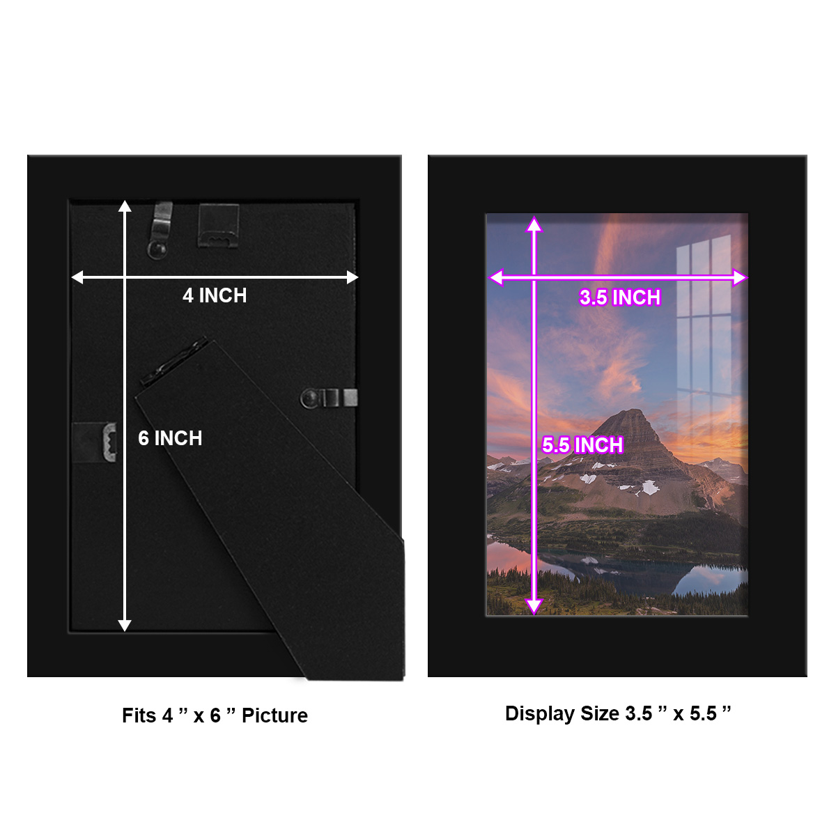 Modern 4 in. x 6 in. Black Picture Frame (Set of 4)