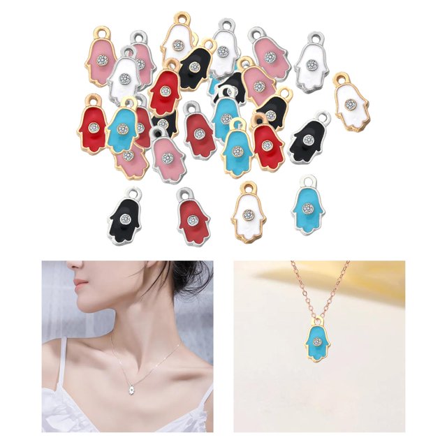 30 Piezas de Suministros para Manualidades, Colgante de Dijes Mixtos para Manualidades, Hallazgos de Joyería, Accesorios para Bricolaje, Collar, Palma Macarena colgantes de collar