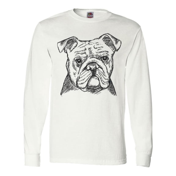 Inktastic English Bulldog Sketch Portrait Long Sleeve T-Shirt