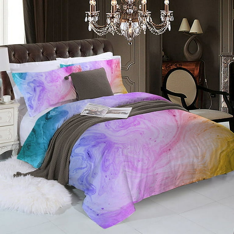 Bed Set Tie Dye Colorful Marble Teen Girl Bedding Watercolor
