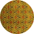 thumbnail image 1 of Ahgly Company Machine Washable Indoor Round Oriental Yellow Industrial Area Rugs, 6' Round, 1 of 4