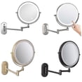 thumbnail image 2 of Espejo de maquillaje de doble cara de 8 pulgadas para montaje en pared, espejo de baño con luz LED de tres tonos, 2 of 4