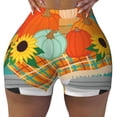 thumbnail image 2 of Pofeuu Hello Fall Farm Truck Print Workout Shorts for Women Scrunch Butt Lifting High Waisted Yoga Gym Seamless Booty Biker Shorts-Medium, 2 of 8
