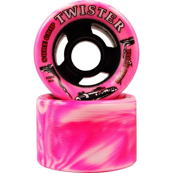 Sure-Grip Indoor Twister Roller Skate Wheels - White/Pink