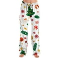 thumbnail image 5 of Fabrcox Christmas Women's Pj Pants Slim Fit Christmas Tree Printed Drawstring Wide Leg Lounge Long Bottoms Mint Green XL, 5 of 6