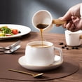 thumbnail image 4 of Ceramic Small Milk Pitcher With Wooden Handle Multi-Use Dipping Cup Gravy Boat, 4 of 6