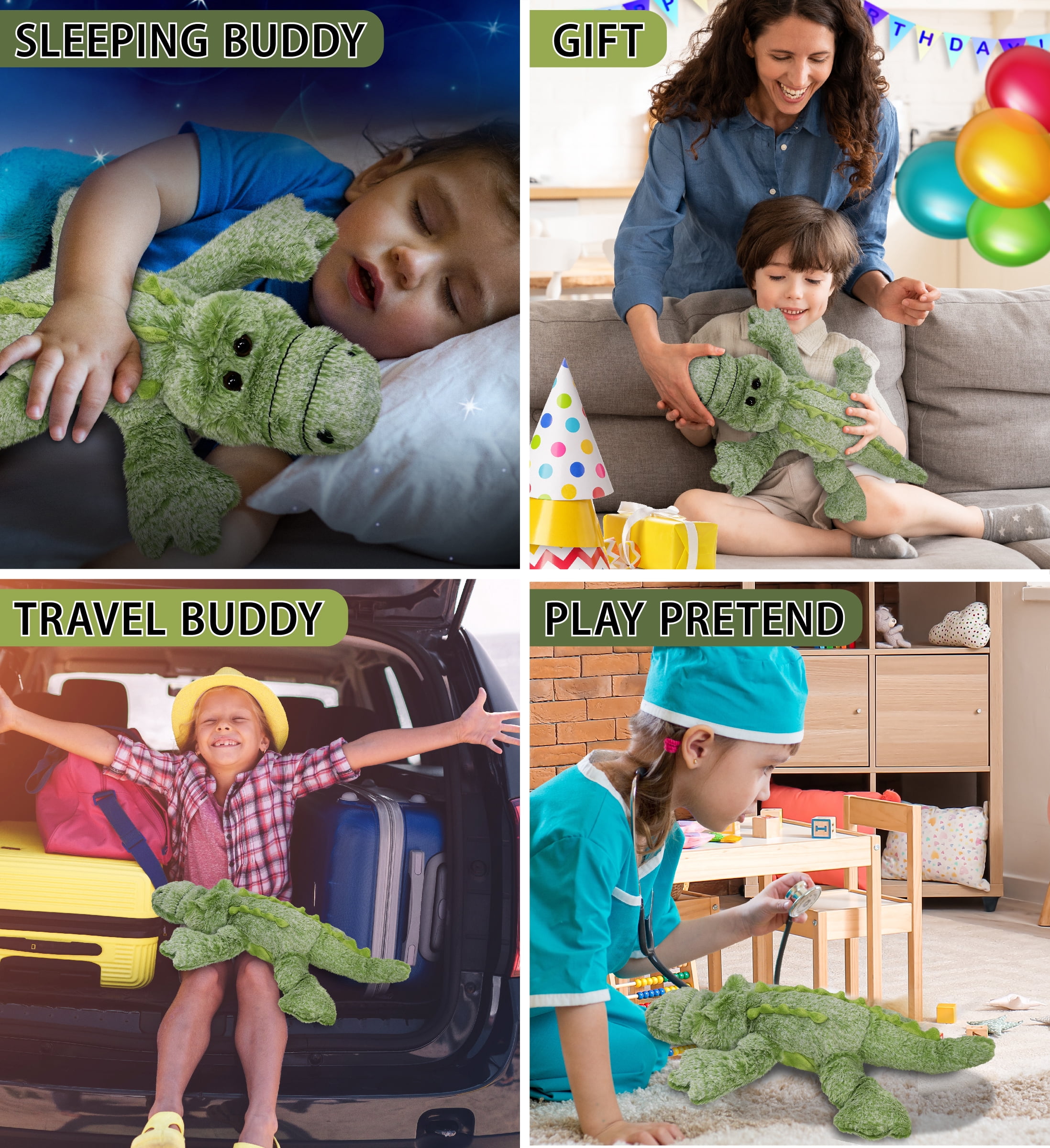 DolliBu Alligator Large Super Soft Stuffed Animal Cute Realistic Stuffed Animals for Girls, Boys and Adults Animal Gifts, Kids Wild Nursery Decor for Newborn, Cuddly Wild Baby Plush Toys - 16.5 inches