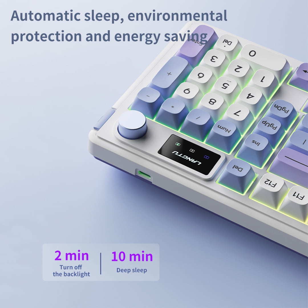 ITIGOITIE Tri - mode Bluetooth Wireless RGB Luminous Membrane Keyboard,Silent, Esports/Gaming/Office, Sea Salt Color