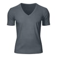 thumbnail image 4 of yillto Mens V Neck Shirts Cotton Short Sleeve Breathable Big and Tall Tops Summer Loose Plain Tee, 4 of 7