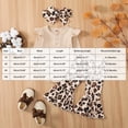 thumbnail image 3 of NOLDARES Newborn Baby Girl Fall Winter Outfits 3Pcs Long Sleeve Romper Pants Headband Soft Infant Clothes Set,Khaki,3-6 M, 3 of 7