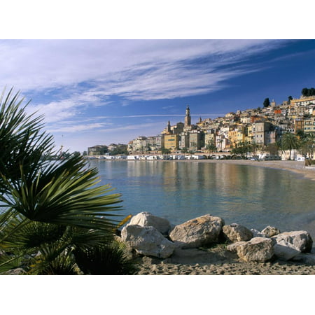 View Across Bay to the Old Town, Menton, Alpes-Maritimes, Provence Print Wall Art By Ruth