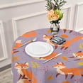 thumbnail image 6 of SKYSONIC Autumn Foxes Pattern Round Tablecloth 60inch Indoor Wrinkle Free, Fall Leaves Circular Lace Table Cover Washable for Kitchen Party BBQ Dining Decor, 6 of 7