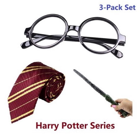 Microice Harry Potter Magic Sound & Light Wands, Gryffindor Ties and Glasses, 3pk/Set Costumes for Parties and Cosplay, Christmas Gifts for Kids Children