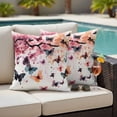 thumbnail image 4 of Colorful Butterfly Outdoor Waterproof Pillow Covers, Spring Ombre Watercolor Flowers Decorative Square Throw Pillowcase Sofa Cushion Sham for Patio/Couch/Chair, 16"x16" 2 Pack, 4 of 8