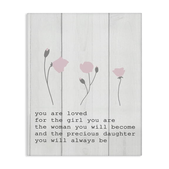 Stupell Industries Cottage Kids Inspirational Word Girls Flower Design Canvas Art, 30 x 40, by Lil' Rue