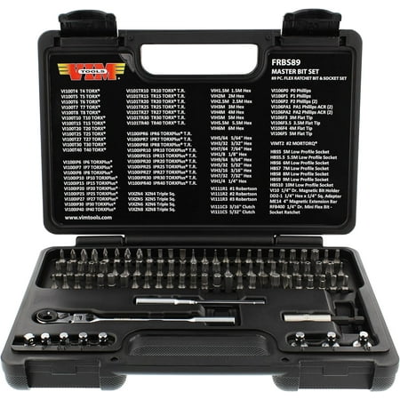 

Head Ratcheting Wrench Set - 89pc 1/4in Drive 3-Way Ratcheting Screwdriver Set with Bits Sockets