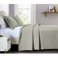 thumbnail image 3 of Chezmoi Collection Roswell Geometric Striped Solid Cotton Lightweight Quilt for All Seasons, 3-Piece Quilt Set, Queen, Natural, 3 of 9