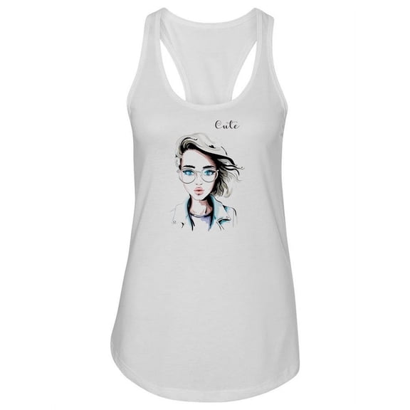 Cute Woman With Eyeglasses Tank Women -Image by Shutterstock, Female x-Small