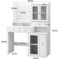 thumbnail image 7 of Vabches Modern Vanity Desk with Mirror and Lights with 4 Drawers & Cabinet for Bedroom, White, 7 of 7