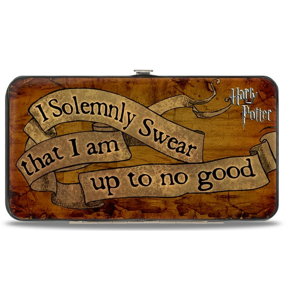The Wizarding World of Harry Potter Wallet, Hinged, Harry Potter I Solemnly Swear That I Am Up to No Good Tan, Vegan Leather