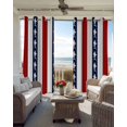 thumbnail image 4 of Coastal Shark Blackout Curtains, Light Blocking Print Window Curtains, Ocean Red Navy Blue White Stripe Geometric Thermal Insulated Window Drapes for Living Room 2 Panels, 104"W x 52"L, 4 of 9
