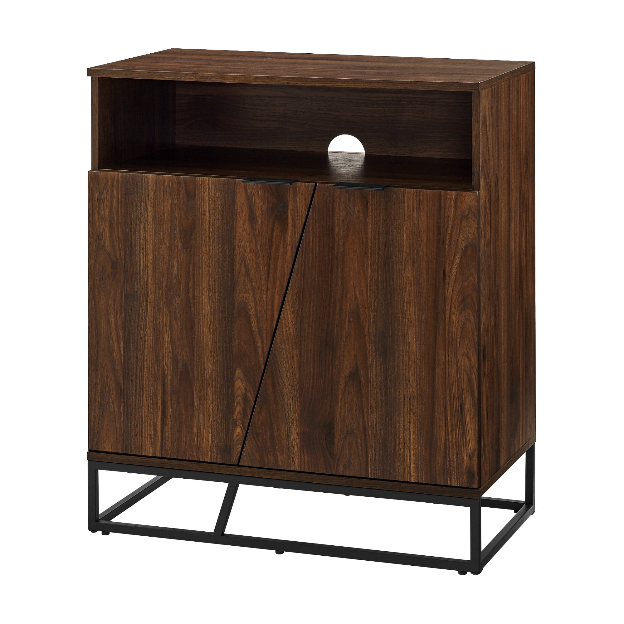 Manor Park Modern Angled Door Accent Cabinet, Dark Walnut
