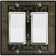 thumbnail image 1 of Metal Light Switch Plate Cover Black Yellow French Victorian Frame Damask FRA001, 1 of 14