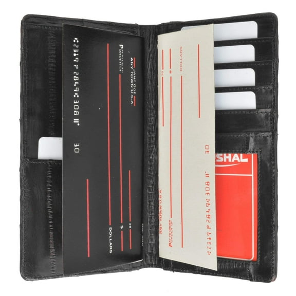 Genuine Eel Skin Leather Checkbook Cover Credit Card Holder ID Window E 154