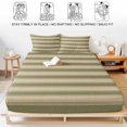 thumbnail image 5 of Twin XL Size Fitted Sheet Set - Olive Green Stripes 2 Piece Bedding Sets 16" Deep Pocket Fitted Sheet with 1 Pillowcases, Modern Striped Cream Brushed Microfiber Hotel Luxury Bed Sheets, 5 of 9