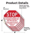 thumbnail image 2 of Stop Do Not Refill Small 1 Lb. Cylinders Intended for One Time Use Only! Contact A Qualified Refiller to Determine If a Cylinder (5 Pack) 6 inch X 6 inch Octagon Vinyl Label Decal, 2 of 5