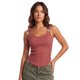thumbnail image 1 of Camiseta sin mangas acanalada para mujer, elegante camisola sin mangas con tirantes de hebilla metálica y bajo curvado., 1 of 9