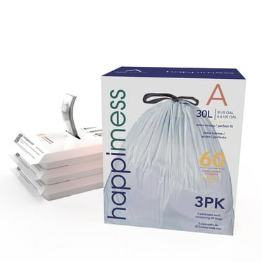 HPM3000A CLEAR 7.9 Gallon Drawstring Kitchen Trash Bags. Trash Can Liners in Clear. 60 Packs.
